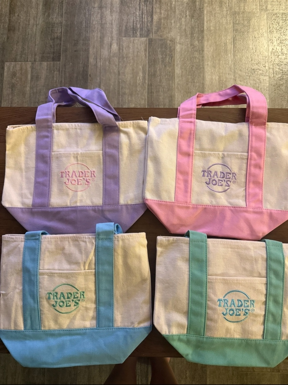 Trader Joe's Pastel Canvas Tote Bag - Pink, Lavender, Aqua